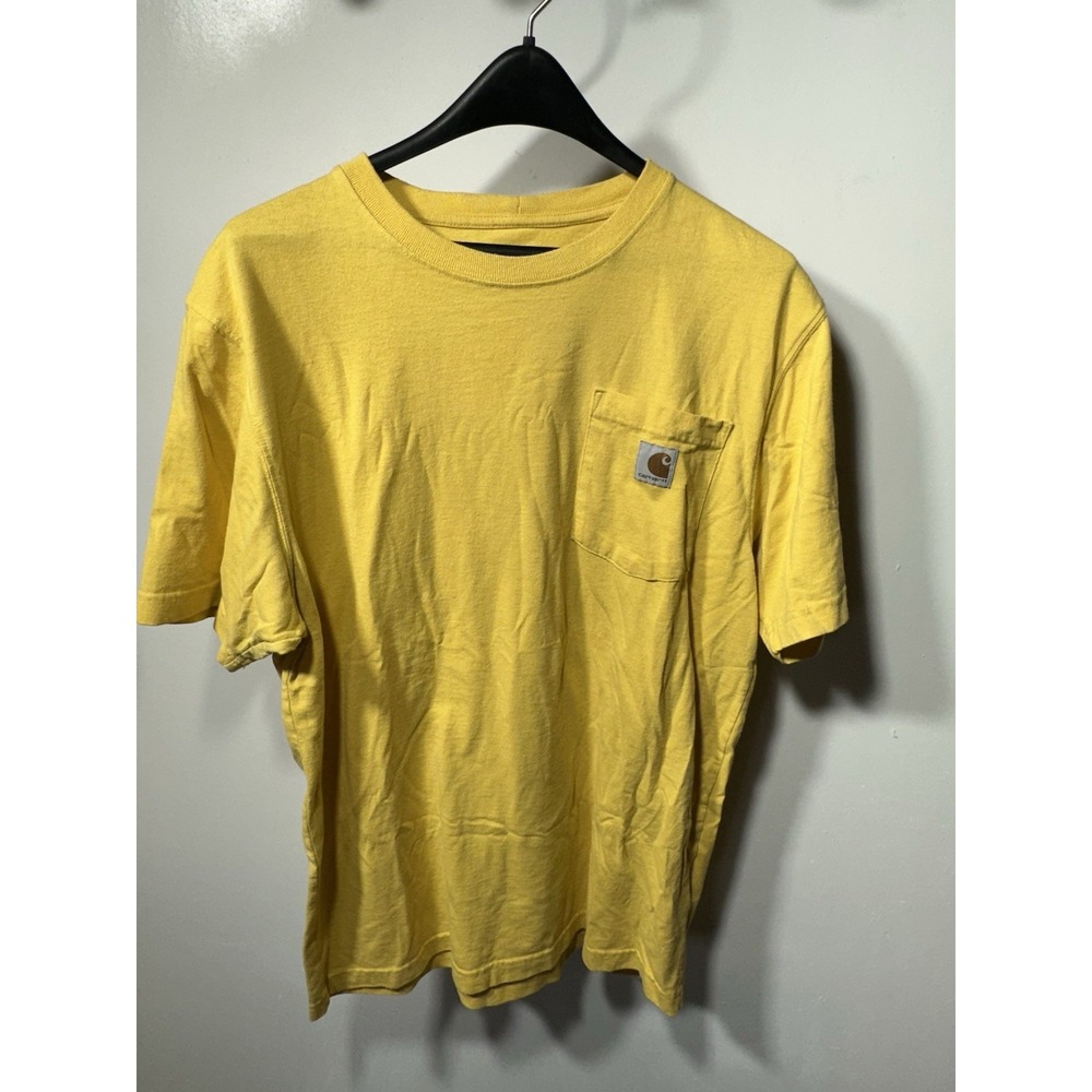 Carhartt Men's Yellow Loose Fit Pocket Logo Crew Neck T-Shirt Short Sleeve M
